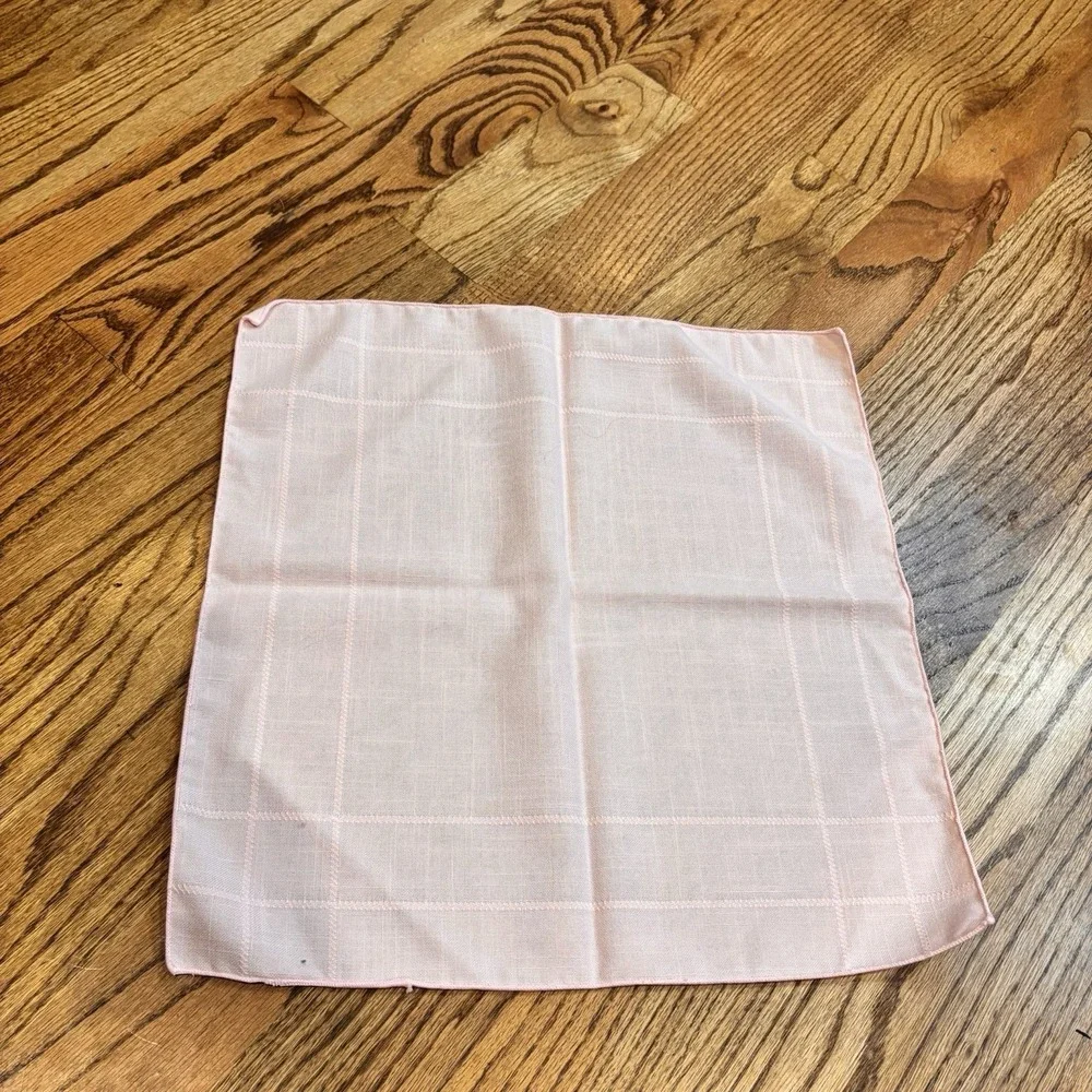 Vintage Pink Linen Blend Napkins Set of 4 Windowpane Plaid Dinner Table Linens